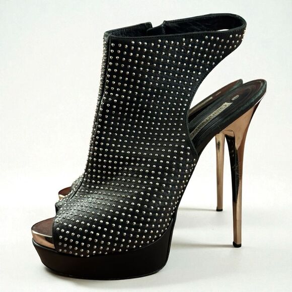 Gianmarco Lorenzi Shoes - Gianmarco Lorenzi Studded Platform Peeptoe Heels